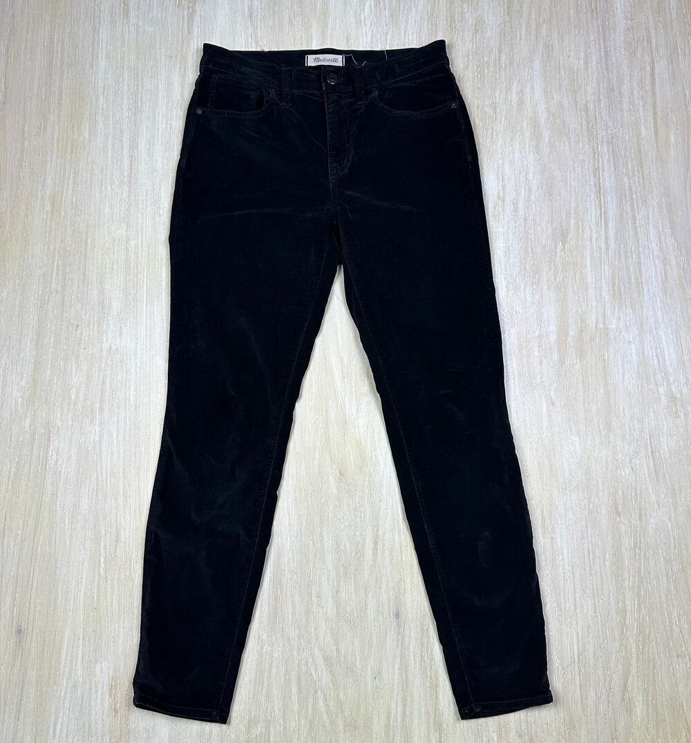 Madewell Black Velvet 9" High Riser Skinny Skinny High Waisted Jean Pants 28
